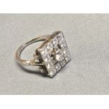 Vintage Art Deco style square diamond ring, size K, 3.7g
