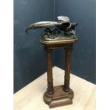 C19th bronze Chinese pheasant on a naturalist base with a lizard, signed JULES MOIGNIEZ 1857,