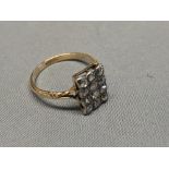 Vintage Art Deco style oblong diamond and 18 carat yellow gold ring, size P, 2.9g