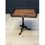 George III oblong and shaped mahogany galleried tray & a George III style carved tripod pedestal