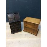 Victorian mahogany miniature chest of 4 long drawers on bracket feet, 35Hx37Wcm & Victorian oak