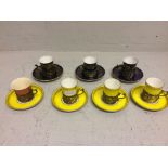 Set of 5 hallmarked silver coffee cup holders by G & S Co. Ltd. of London & 2 various silver
