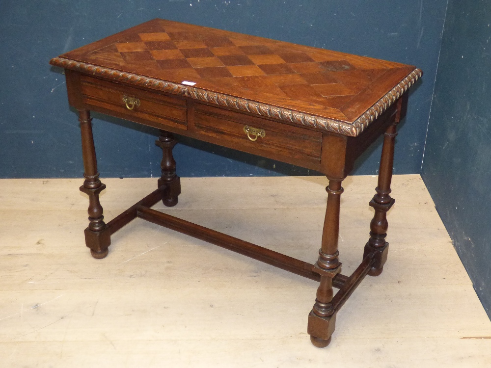 C18th style oak side table with 2 single drawers