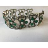 Silver, marcasite and emerald set bracelet