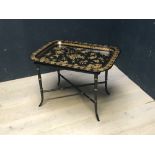 Regency style lacquered tray on stand