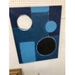 Oil on canvas abstract shapes, in the manner of Patrick Heron, with monogram lower right P.H.,