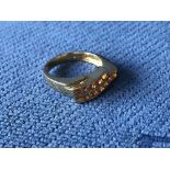 18 carat gold and yellow coloured stone ring, size M, 5.2g