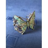 Silver and enamel cuff bangle in the form of a butterfly