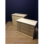 Victorian white painted chest of 2 short and 3 long drawers 85Hx103Wcm & Victorian white painted