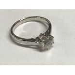 18 carat white gold diamond single stone ring of 1.1 carats approx, colour K/L, clarity Si