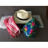Panama hat by Pakeman, Catto & Carter, size 7 1/2 in original box & various clothing