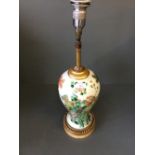 Famille verte vase converted to a lamp, vase 28cmH, with lamp 56cmH overall