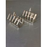Pair of hallmarked silver 4 division toast racks, 3.63 ozt