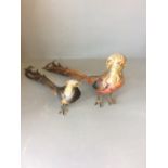 Pair of golden pheasants in cold painted bronze, approx. 23Hx48Wcm (from head to tail)