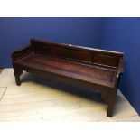 Chinese rosewood bench with panel back on block legs, 185cmL