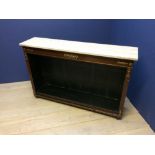 Regency mahogany gilt metal mounted open bookcase cabinet with marble top over frieze & 2 shelves,