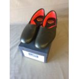 Pakeman, Catto & Carter black leather Grecian slippers, size 8 (as new)