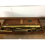 C19th brass tripod telescope, signed R. Adie, Bold St, Liverpool, boxed
