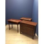 Victorian mahogany side table, oak side table & Edwardian chest of 3 long drawers