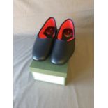 Pakeman, Catto & Carter navy leather Grecian slippers, size 8 (as new)