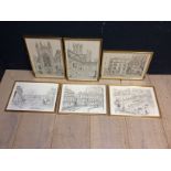 Set of 6 black & white prints, Views of Bath, Griffin '72, framed and glazed