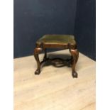 George III style Irish carved walnut Serpentine shaped stool on ball & claw feet