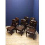 Set of 6 mahogany & button back side chairs