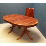 Modern Georgian design mahogany twin pedestal extending dining table with 1 leaf