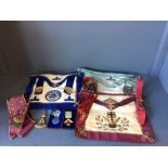 Masonic sword & assorted regalia incl. aprons, sash & medallions