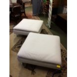 2 large square cream upholstered Ikea Soderhamn footstools