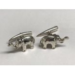 Pair of silver elephant shaped cufflinks