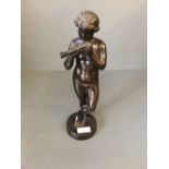 Bronze figure with flute, 32cmH