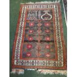 2 Indian chain stitch rugs, both 152x90cm & a Caucasian rug 130x82cm (3)