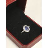 18 carat white gold, sapphire & diamond ring of 2.2 carats