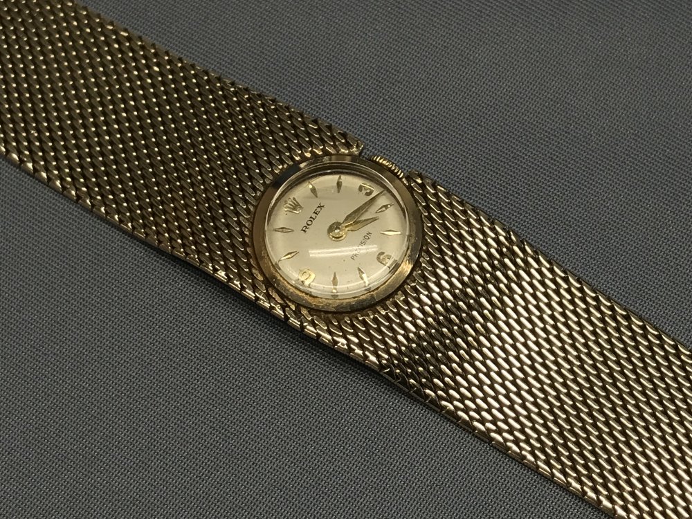 Ladies Rolex Precision, 9 carat gold cocktail watch with chain link strap, 34g - Image 2 of 2