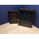 Edwardian stained pine wall display cabinet & 1 other 92Hx82Wcm & 82Hx54Wcm