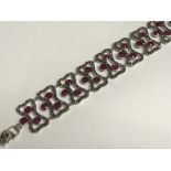 Silver, marcasite & ruby bracelet