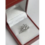 Pretty 18 carat white gold diamond cluster ring of 1.3 carats, colour G/H, clarity VS2