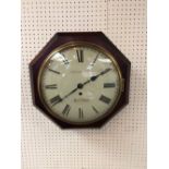 Victorian mahogany wall clock by Chas Haines of Swindon (Provenance: Pakeman's Gents Outfitters