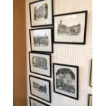 Set of 7 black & white prints, Grays Inn, 1977, Framed and Glazed