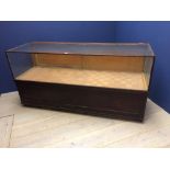 Edwardian oak & glass shop display counter 92Hx183Wcm (Provenance: Pakeman's Gents Outfitters