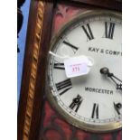 Victorian inlaid parquetry mahogany & rosewood wall clock with striking movement with