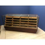 Edwardian oak haberdashery shop display counter by Shopfitting Co. Ltd., Cheltenham 91Hx183Wcm (