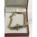 Yellow gold emerald & diamond Art Deco style bracelet