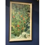 THOMAS JOHN COATES (b.1941) "Nasturtiums" oil on canvas, monogrammed, bears Mall Galleries label