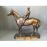 ALFRED BARYE Bronze model of horse & jockey, 46Hx50Wcm, Gladiateur Winner of the 1865 Derby and