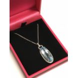 9 carat white gold substantial aquamarine & diamond pendant necklace on a gold chain