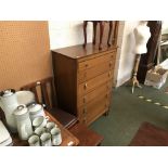 1970's style chest of drawers & 1970's style walnut effect dining table with 6 dining chairs etc.
