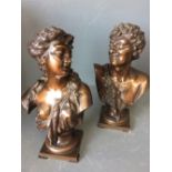 After Le Broc, a pair of bronze busts