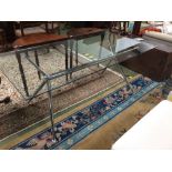 Contemporary table with glass top & chrome base, 180x90cm